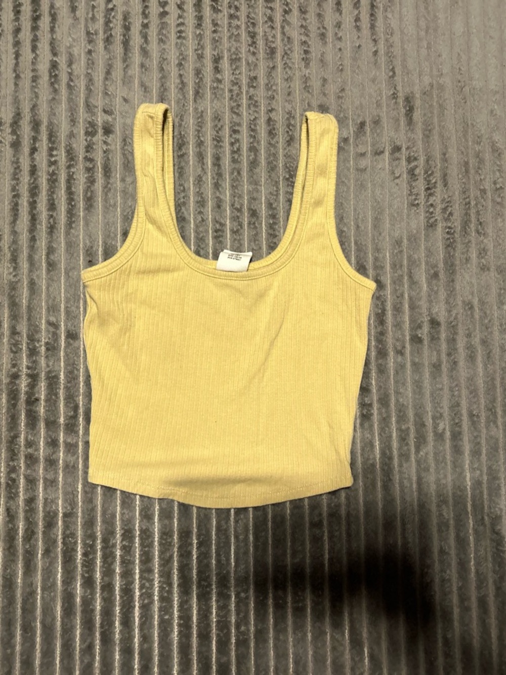 Ribbed Scoop Neck Yellow Crop Tank Top